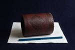 Load image into Gallery viewer, Faux leather qalam pen stand with Persian calligraphy - burnt sienna
