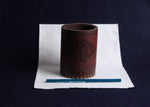 Load image into Gallery viewer, Faux leather qalam pen stand with Persian calligraphy - burnt sienna
