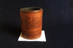 Load image into Gallery viewer, Faux leather qalam pen stand with Persian calligraphy - brown
