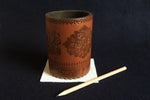 Load image into Gallery viewer, Faux leather qalam pen stand with Persian calligraphy - brown
