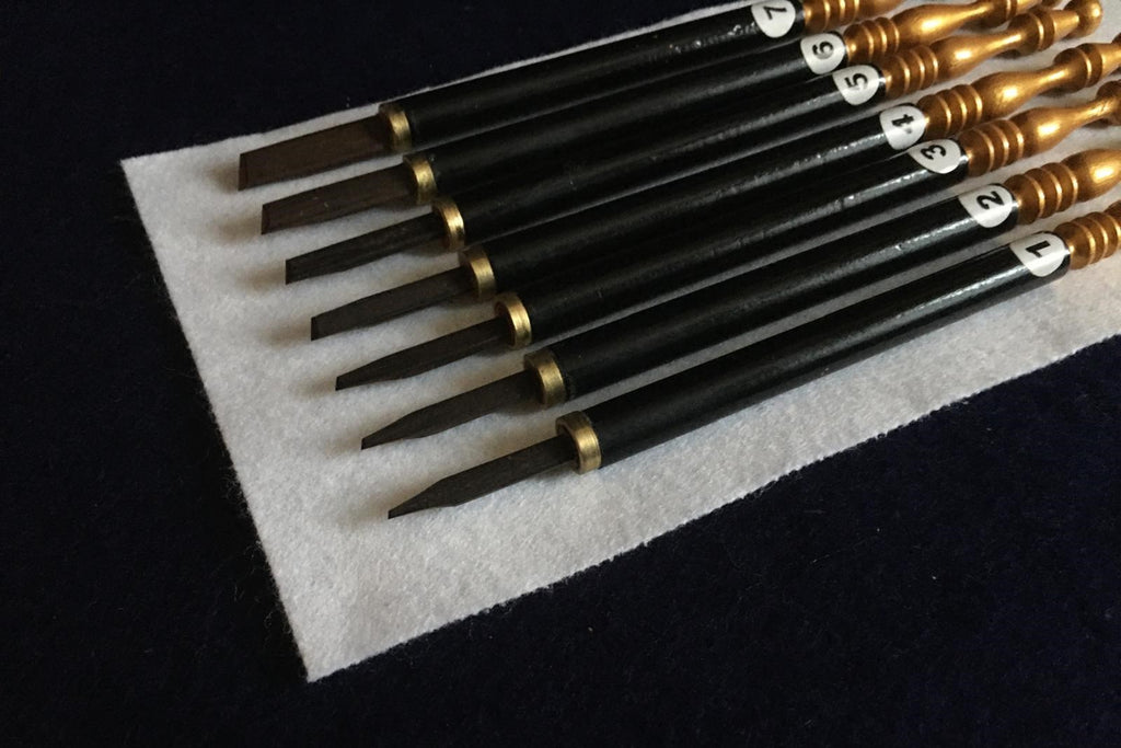 LEFT HAND Set of 7 Javi qalam pens for Arabic calligraphy: 1 - 7 mm